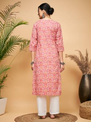 DUSTY PINK PAISLEY PATCH STRAIGHT KURTA 3
