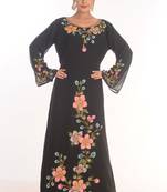 Black Dubai Moroccan Kaftan Farasha Abaya Maxi Modern Fancy Floor Length Dress