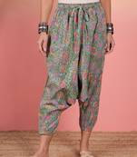 Mint green kantha floral jaal print harem pant