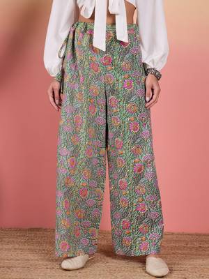 Grey kantha floral jaal print palazzo 2