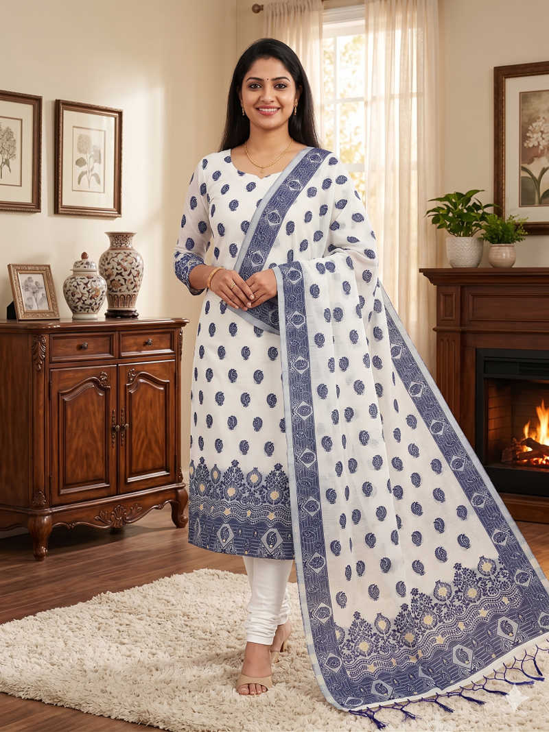  handloom banarasi resham cotton weaved dress material