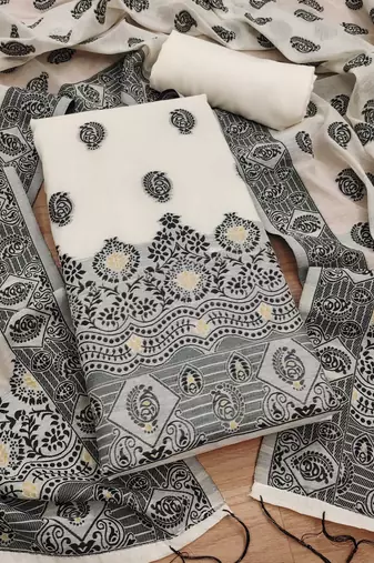  handloom banarasi resham cotton weaved dress material