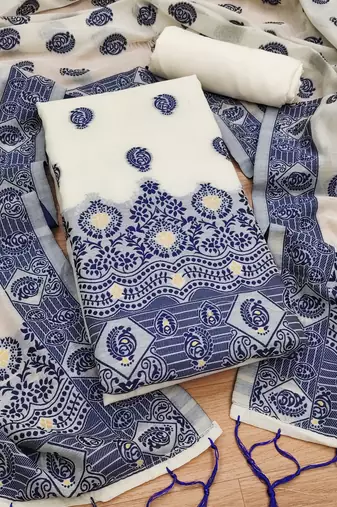  handloom banarasi resham cotton weaved dress material