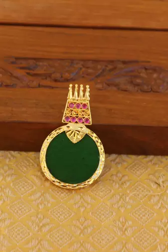Kerala style gold plated palakka pendant