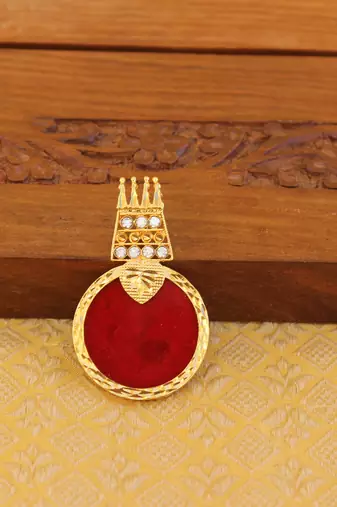 Kerala style gold plated palakka pendant