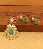 Designere gold plated kempu pendant set