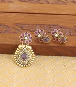 Designere gold plated kempu pendant set