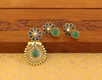 Designere gold plated kempu pendant set 1