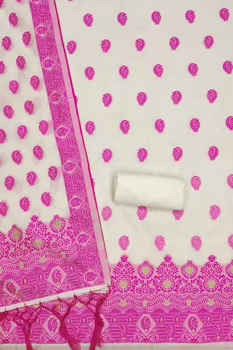  handloom banarasi resham cotton weaved dress material