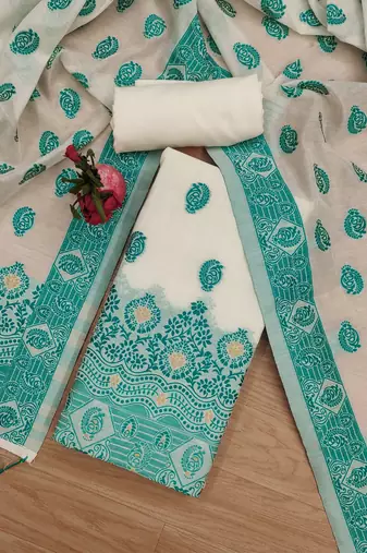  handloom banarasi resham cotton weaved dress material