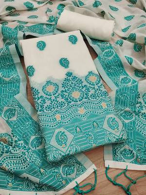  handloom banarasi resham cotton weaved dress material 3