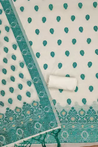  handloom banarasi resham cotton weaved dress material