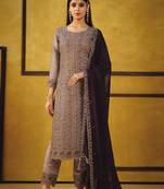 Brown color rangoli Silk Blend embroidered trendy salwar kameez