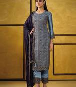 Dark blue color rangoli Silk Blend embroidered trendy salwar kameez