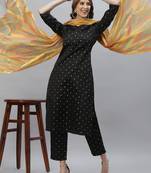 Women's Self Design Poly Silk Straight Kurta Pant & Dupatta Set