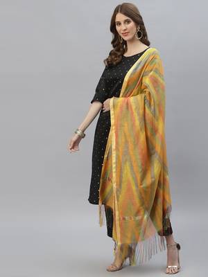Women's Self Design Poly Silk Straight Kurta Pant & Dupatta Set 3