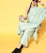 Women's Rayon Printed Asymmetric Kurta Palazzo Set