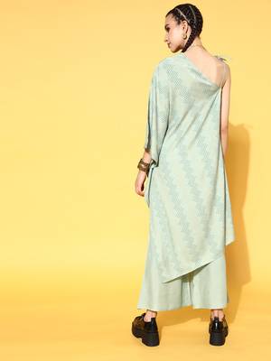 Women's Rayon Printed Asymmetric Kurta Palazzo Set 2
