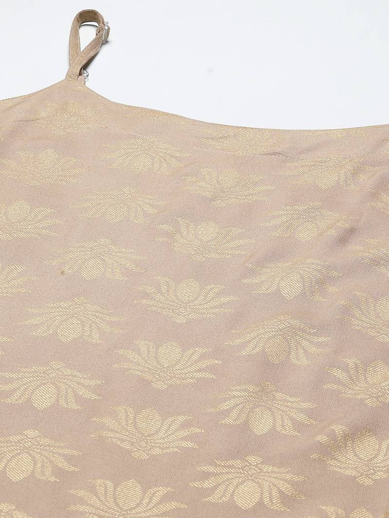 Women's Gold Print Rayon Straight Kurta Pant Dupatta Set