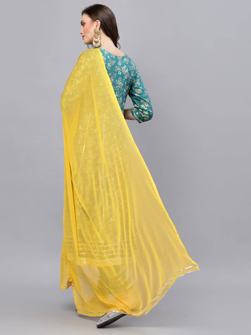 Women's Floral Printed Rayon Anarkali Kurta Pant Dupatta Set