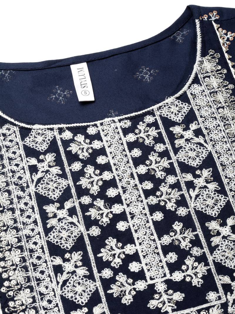 Women's Printed & Embroidered Rayon Straight Kurta Pant Dupatta Set