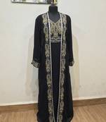 Black Georgette Zari Embroidered Kaftan with Inner Dress
