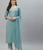 Women's Floral Printed Rayon Kurta Pant Dupatta Set