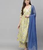 Women's Floral Printed Kurta Palazzo Dupatta Set