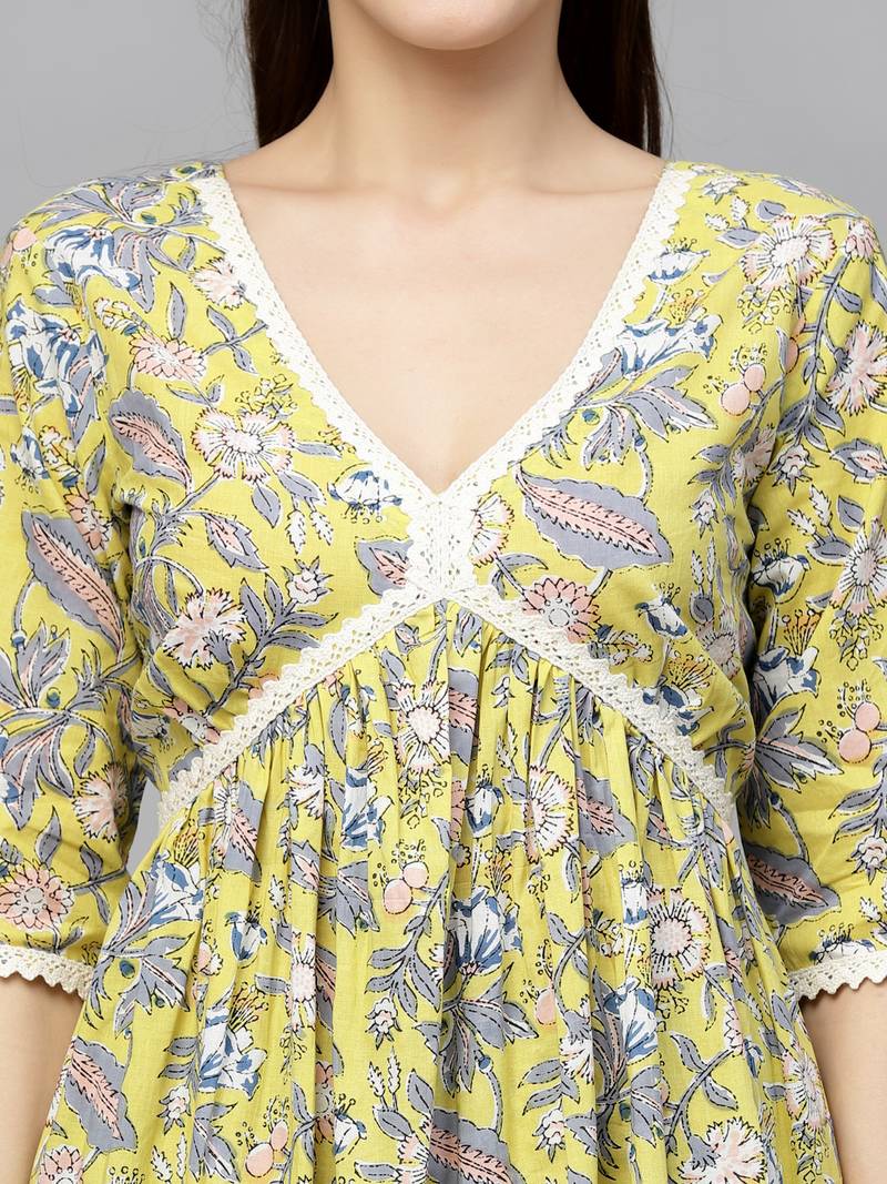 Women's Floral Printed Kurta Palazzo Dupatta Set