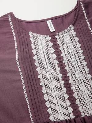 Women's Solid Chinnon Naira cut Kurta Pant Dupatta Set 4