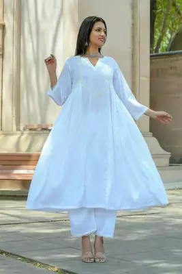 Aprajita - white cotton kurta coord set 1