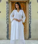 Mogra - white soft cotton kurta coord set