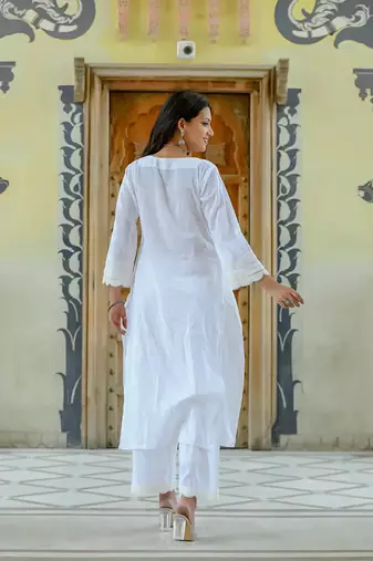 Mogra - white soft cotton kurta coord set
