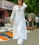 Bela - white soft cotton kurta coord set