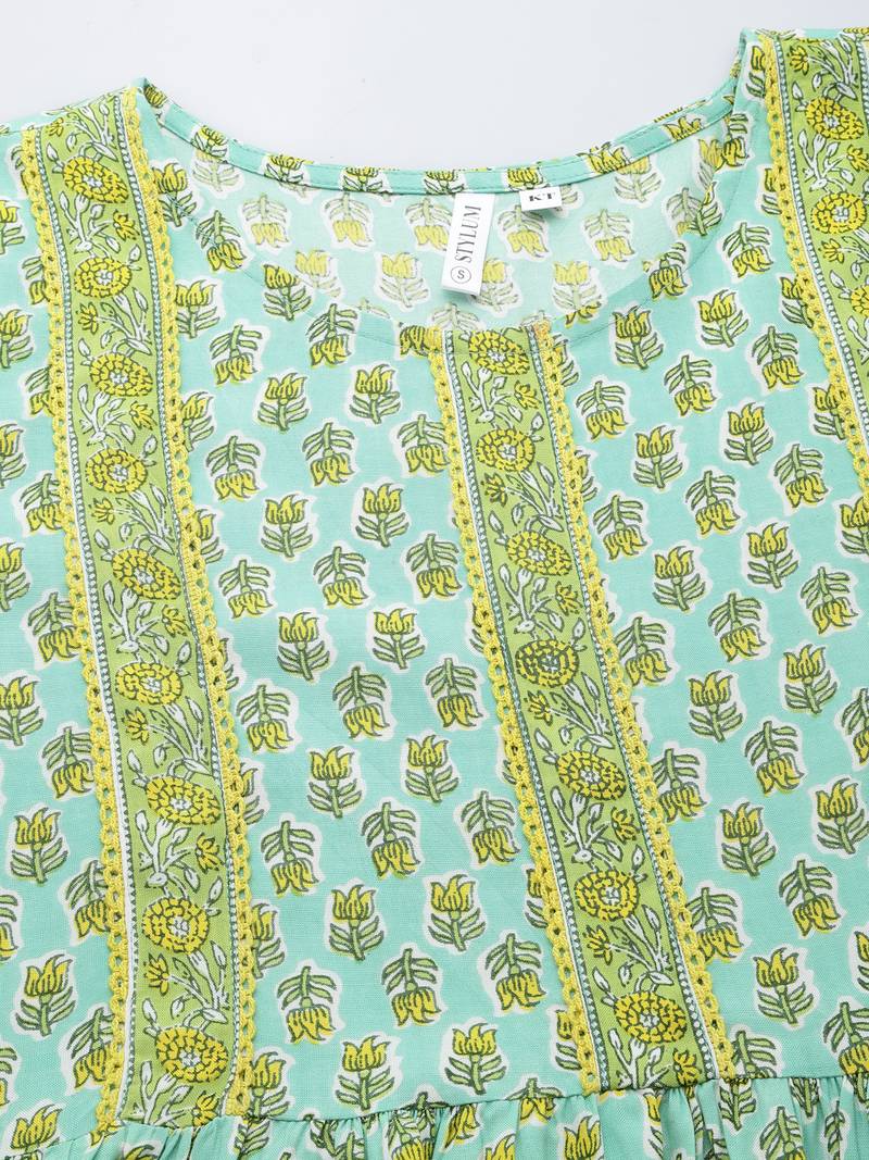 Women's Floral Printed Rayon Kurta Pant Dupatta set