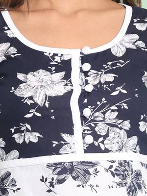 White cotton floral printed fit & flare kurta set 5