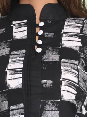 Black cotton abstract printed straight kurta set 5