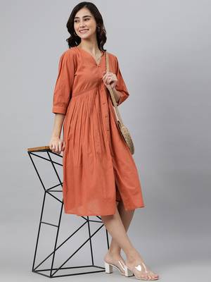 Janasya women's teal cotton schiffli flared dress 2