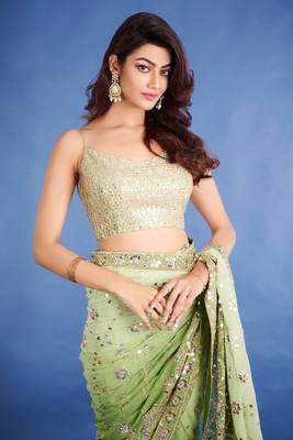 Soft Georgette Fabric And 7 Mm Embrodery Sequence Saree 2