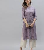 Women's Floral Printed Rayon Straight Kurta