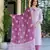 Dusky purple printed cotton suit set with mulmul dupatta