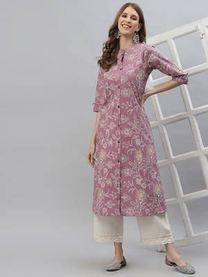 Women's Floral Print Rayon A-Line Kurta 1