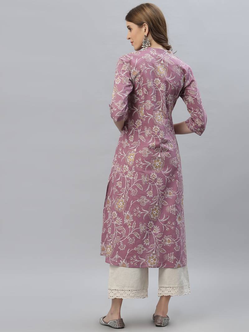 Women's Floral Print Rayon A-Line Kurta