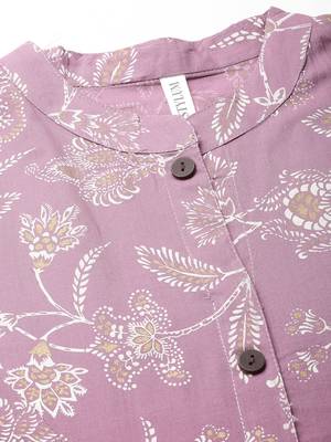 Women's Floral Print Rayon A-Line Kurta 4