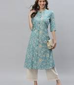 Women's Floral Print Rayon A-Line Kurta