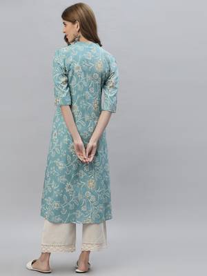 Women's Floral Print Rayon A-Line Kurta 2
