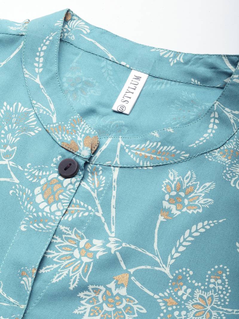 Women's Floral Print Rayon A-Line Kurta