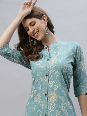 Women's Floral Print Rayon A-Line Kurta 5