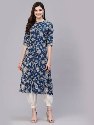 Women's Floral Print Rayon A-Line Kurta 1