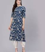 Women's Floral Print Rayon A-Line Kurta